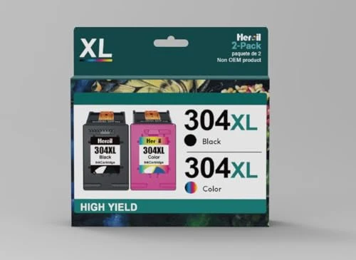 Heroil 304XL Nero e Colore 304 XL Cartucce d'inchiostro Rigenerato per HP 304 XL Nero e Colore per HP DeskJet 2600 2620 2630 3700 3720 3730 3750 3760 3762 3764 Envy 5000 5010 5020 5030 5032 (2-Pack)