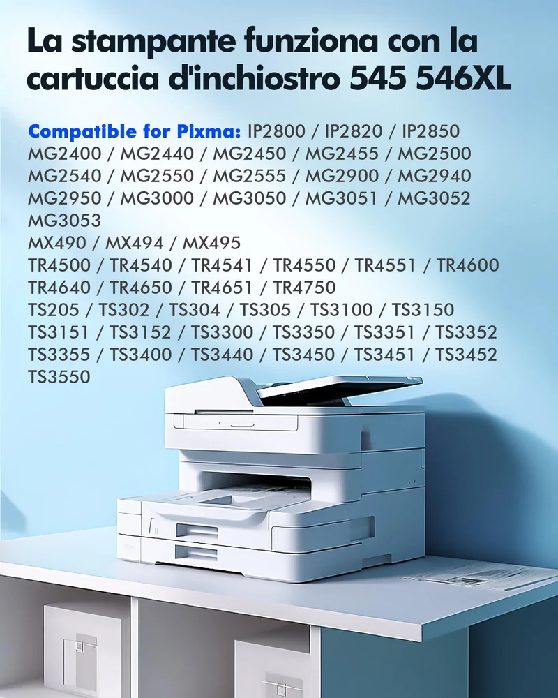 Heroil PG-545 CL-546 XL PG-545XL CL-546XL Cartucce d'inchiostro Sostituzione per Canon 545 546 XL Multipack per Pixma MX490 MX495 MG2550s MG2550 TS3150 TS3151 TS3350 TR4550 TR4551