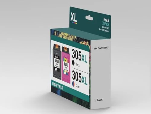Heroil 305 Nero e Colore 305XL Cartucce d'inchiostro Sostituzione per HP 305 XL Nero e Colore per HP DeskJet 2710 2720 DeskJet Plus 4100 4110 4120 4130 Envy 6010 6020 6030 Envy Pro 6420 6430 (2-Pack)
