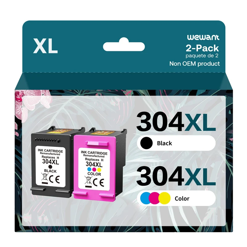 Wewant 304XL Cartucce d'inchiostro per 304 XL Nero e Colore, ad Alta Capacità, per DeskJet 2600 2620 2630 3700 3720 3730 3733 3735 3750 3760 3762 3764, ENVY 5000 5010 5020 5030 5032(2-Pack)