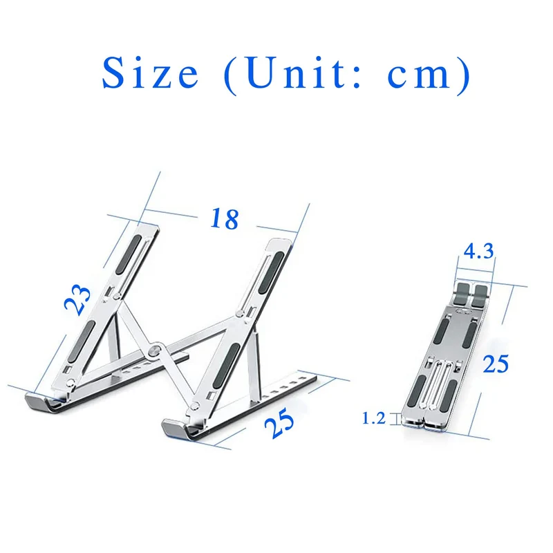 AiTodos® Supporto pc Portatile, Lega di Alluminio, Leggero, Antiscivolo, Portatile Pieghevole, Supporto per Laptop - Ventilazione e Dissipazione del Calore, Regolazione a 6 Marce - Laptop Stand