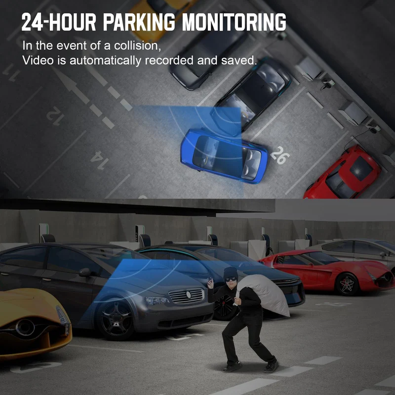 Dash Cam Auto 360 Gradi, con 4 Telecamere 1080P Anteriore e Posteriore Sinistra Destra, Dashcam Auto con WiFi, Parcheggio 24 ore, Telecamera Auto Atti Vandalici con Visione Notturna con 128 GB