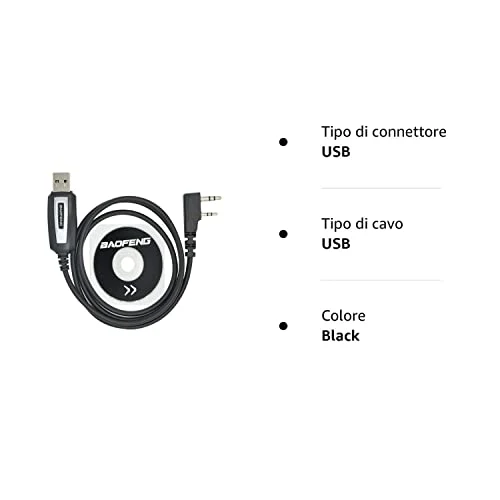 Beaums Cavo di Programmazione USB di Ricambio per Baofeng UV-5R Driver CD Software UV-82 BF-888S Accessori per Personal computer