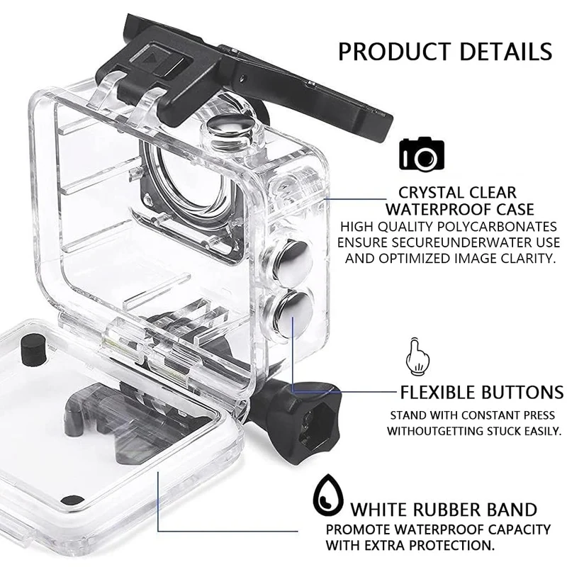 Custodia Protettiva Impermeabile compatibile con SJ4000 WiFi/AKASO EK7000/ Victure/GOOKAM/Jadfezy/Apexcam Action Camera Custodia Protettiva Impermeabile Subacquea