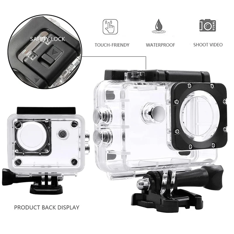 Custodia Protettiva Impermeabile compatibile con SJ4000 WiFi/AKASO EK7000/ Victure/GOOKAM/Jadfezy/Apexcam Action Camera Custodia Protettiva Impermeabile Subacquea