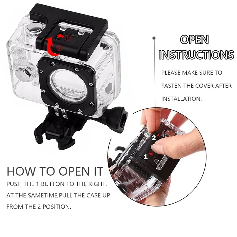Custodia Protettiva Impermeabile compatibile con SJ4000 WiFi/AKASO EK7000/ Victure/GOOKAM/Jadfezy/Apexcam Action Camera Custodia Protettiva Impermeabile Subacquea