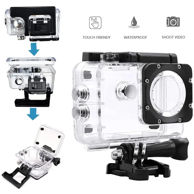 Custodia Protettiva Impermeabile compatibile con SJ4000 WiFi/AKASO EK7000/ Victure/GOOKAM/Jadfezy/Apexcam Action Camera Custodia Protettiva Impermeabile Subacquea