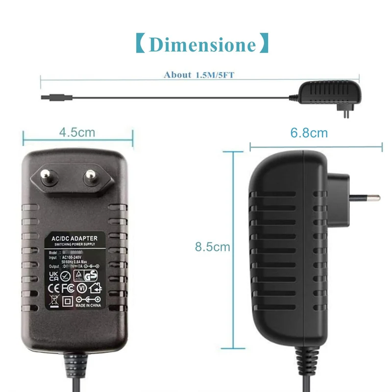 Adattatore AC-DC 24V 1A Alimentatore AC220V da 230V a DC24V con 8 adattatori per spina Caricabatterie DC24V 100mA a 1000mA (DC24Va 1A)