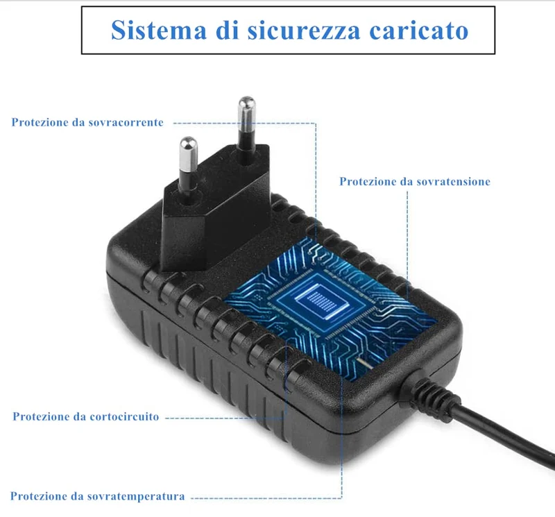 Adattatore AC-DC 24V 1A Alimentatore AC220V da 230V a DC24V con 8 adattatori per spina Caricabatterie DC24V 100mA a 1000mA (DC24Va 1A)