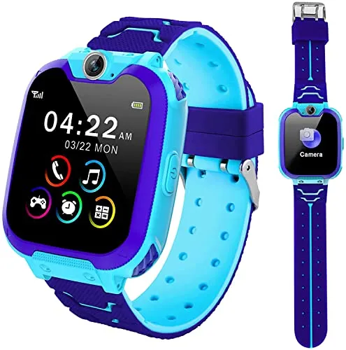 Smartwatch per Bambini con Telefono, Orologio Intelligente con 16 Giochi Chiamata Musicale SOS Touchscreen Fotocamera, Smart Watch per Ragazzi Ragazze Regalo di Compleanno[Scheda SD integrata]