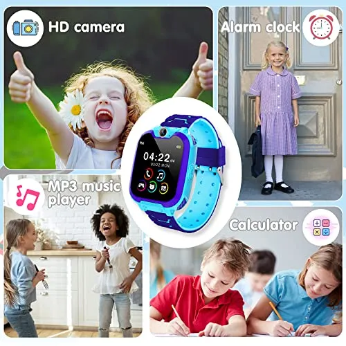 Smartwatch per Bambini con Telefono, Orologio Intelligente con 16 Giochi Chiamata Musicale SOS Touchscreen Fotocamera, Smart Watch per Ragazzi Ragazze Regalo di Compleanno[Scheda SD integrata]