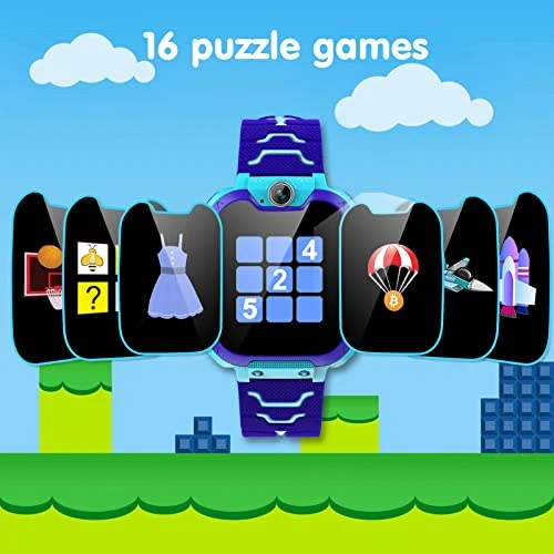 Smartwatch per Bambini con Telefono, Orologio Intelligente con 16 Giochi Chiamata Musicale SOS Touchscreen Fotocamera, Smart Watch per Ragazzi Ragazze Regalo di Compleanno[Scheda SD integrata]