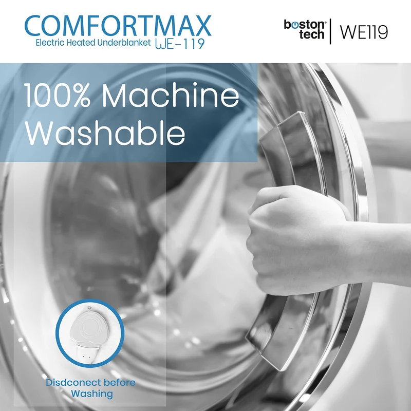 Comfortmax WE119 Sottocoperta elettrica 150 x 80 cm Spegnimento automatico Protezione da surriscaldamento, 3 impostazioni di temperatura, lavabile, scaldamaterasso adatto a tutti i materassi