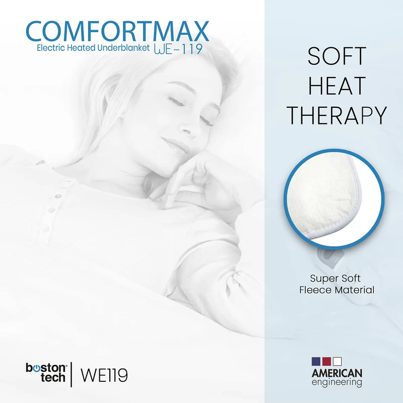 Comfortmax WE119 Sottocoperta elettrica 150 x 80 cm Spegnimento automatico Protezione da surriscaldamento, 3 impostazioni di temperatura, lavabile, scaldamaterasso adatto a tutti i materassi
