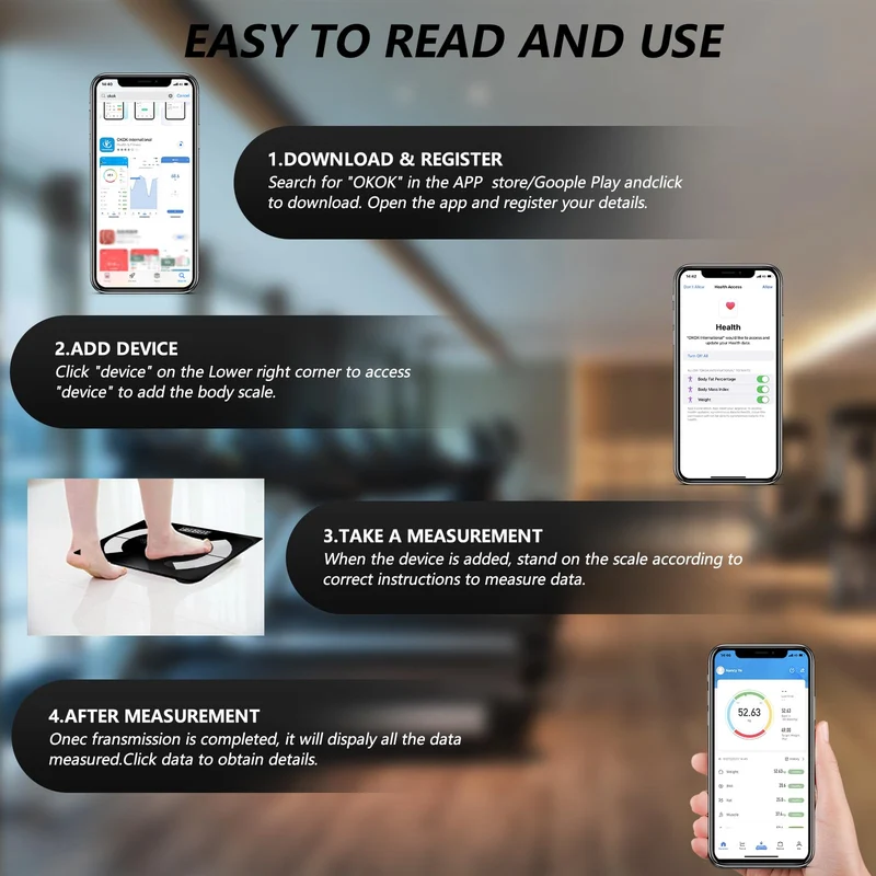 Bilancia Pesapersone Digitale, Bilancia Impedenziometrica Professionale, Bilancia Massa Magra e Grassa Per Misurazione di Pesa Persone, BMI, Massa Muscolare o Ossea
