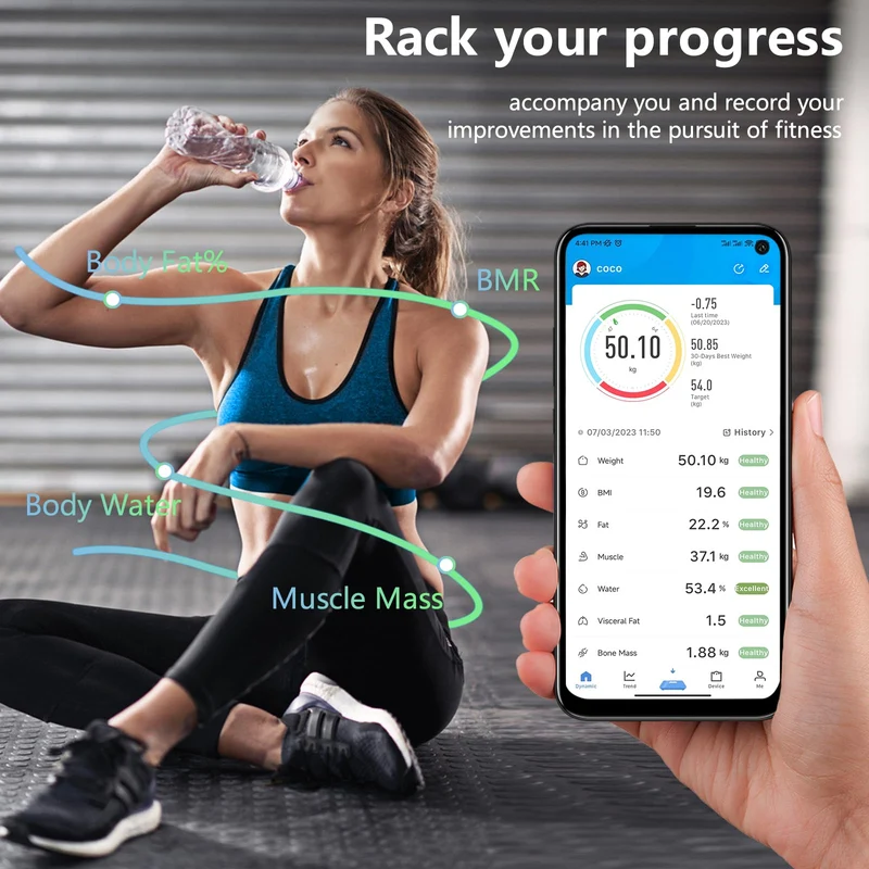Bilancia Pesapersone Digitale, Bilancia Impedenziometrica Professionale, Bilancia Massa Magra e Grassa Per Misurazione di Pesa Persone, BMI, Massa Muscolare o Ossea