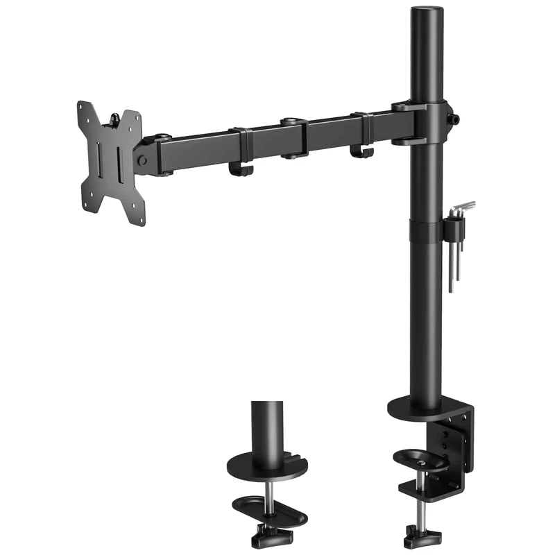BONTEC Braccio Monitor Singolo per Schermo LED LCD da 13 a 32 Pollici, Ergonomica Inclinazione e Rotazione Braccio Monitor Scrivania con Morsetto, Dimensioni VESA: 75x75-100x100 mm