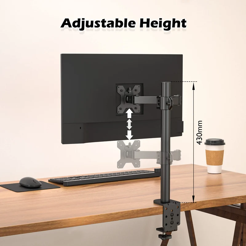 BONTEC Braccio Monitor Singolo per Schermo LED LCD da 13 a 32 Pollici, Ergonomica Inclinazione e Rotazione Braccio Monitor Scrivania con Morsetto, Dimensioni VESA: 75x75-100x100 mm