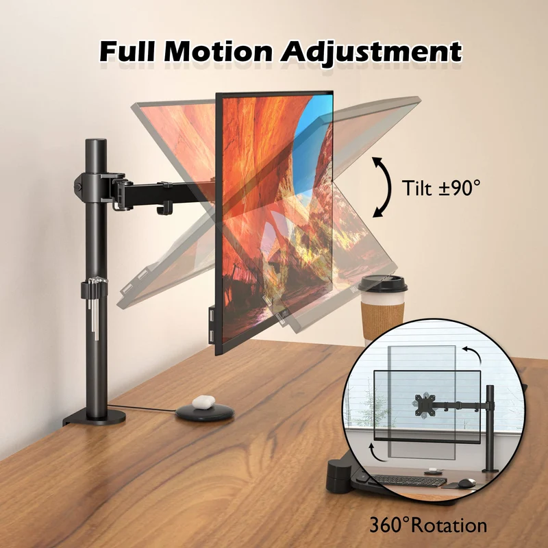 BONTEC Braccio Monitor Singolo per Schermo LED LCD da 13 a 32 Pollici, Ergonomica Inclinazione e Rotazione Braccio Monitor Scrivania con Morsetto, Dimensioni VESA: 75x75-100x100 mm