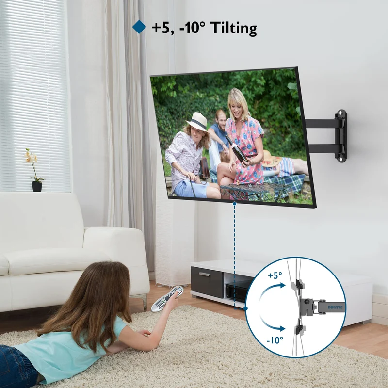 BONTEC Supporto da Parete TV e Monitor da 13-42 Pollici, Braccio TV con Inclinabile, Girevole ed Estendibile, Staffa TV Fino a 20 kg, Porta TV da Parete con Fascette cavi, Max VESA 200x200mm