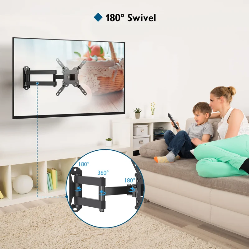 BONTEC Supporto da Parete TV e Monitor da 13-42 Pollici, Braccio TV con Inclinabile, Girevole ed Estendibile, Staffa TV Fino a 20 kg, Porta TV da Parete con Fascette cavi, Max VESA 200x200mm