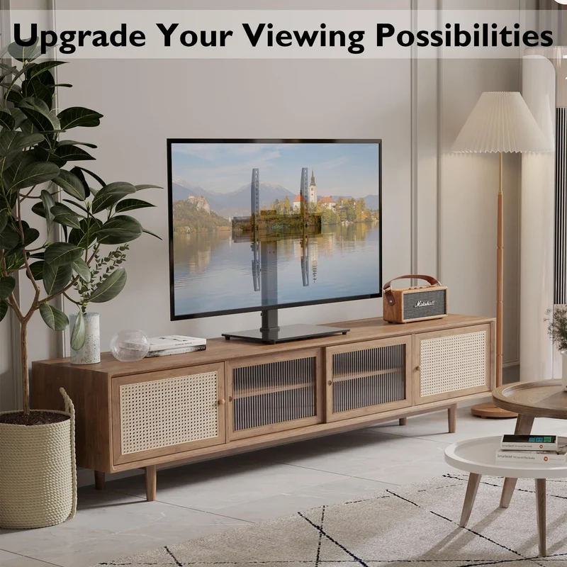 BONTEC Supporto da Tavolo per TV da 26-55 Pollici, Regolabile in Altezza e Girevole Piedistallo per TV Max VESA 400x400 mm, che Regge fino a 45 kg