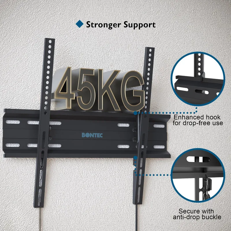 BONTEC Staffa TV per Televisori da 23-60 Pollici a LED, LCD, Plasma e Curvi, Inclinabile Ultra Sottile Supporto TV Parete Fino a 45 kg, Max. VESA 400x400mm, Supporto TV Muro con Fascette per Cavi