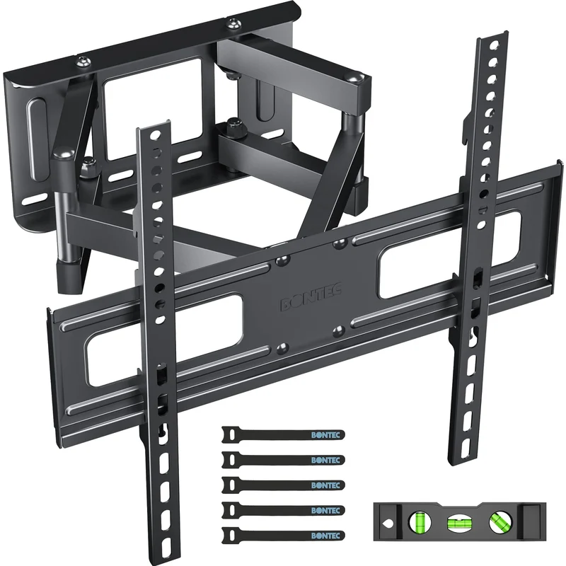 BONTEC Supporto da Parete per TV al Plasma LED LCD Piatti e Curvi 23-70 inch, Inclinazione Girevole Staffa con Doppio Braccio Peso fino a 45kg, Max VESA 400x400mm,con Fascette per Cavi