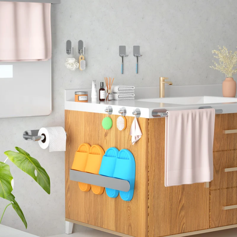 AIKER Porta Asciugamani Bagno,Versione aggiornata Porta Asciugamani Bagno Adesivo 10PCS,Acciaio Inossidabile SUS304 Ispessito di Accessori Bagno Per Mobili da Bagno o arredo Bagno a Parete