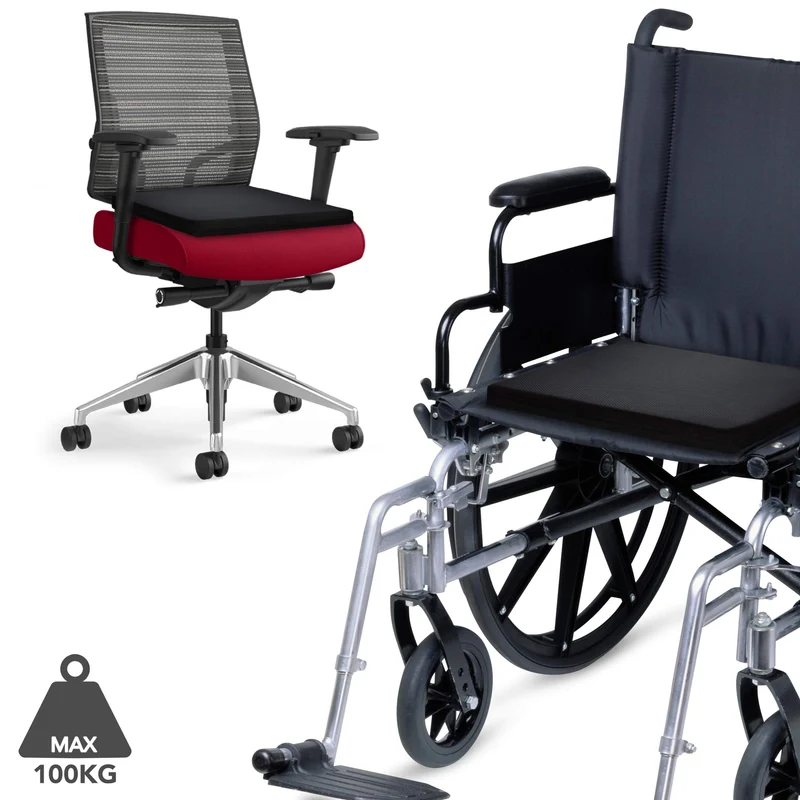 AIESI® Cuscino Antidecubito professionale (Certificato) memory in poliuretano espanso con cuscinetto interno in gel viscoelastico e cinghia di fissaggio cm 44x44x5h