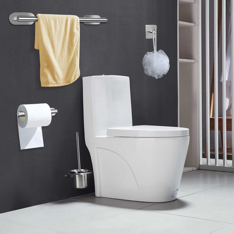 AIKER Porta Asciugamani Bagno,Set di Accessori, Adesivo 8PCS,Acciaio Inossidabile 304 Ispessito di Alta Qualità, Per Mobili o arredo a Parete