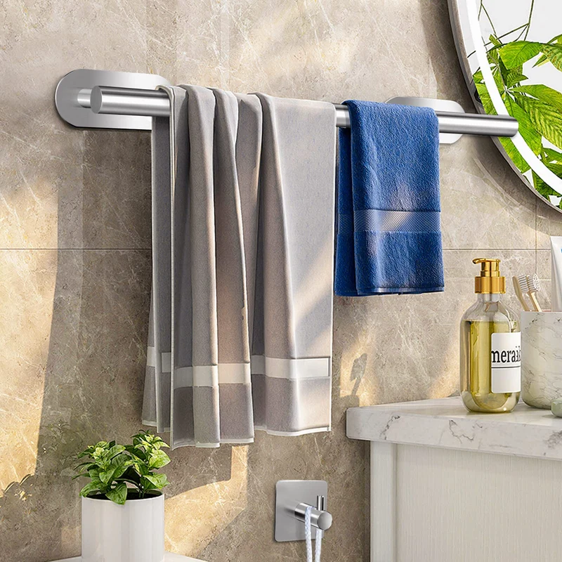 AIKER Porta Asciugamani Bagno,Set di Accessori, Adesivo 8PCS,Acciaio Inossidabile 304 Ispessito di Alta Qualità, Per Mobili o arredo a Parete