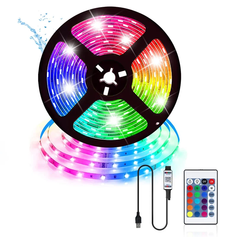 5M Striscia led tv luci led camera da letto,led rgb 5050 USB con Telecomando a 25 Tasti Colorati Dimmerabile per Interni, Decorazioni,TV Retroilluminazione