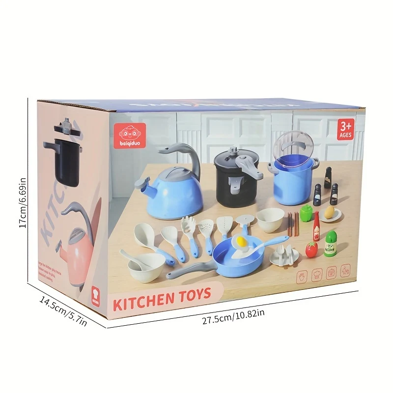 Set da cucina per bambini, set di giocattoli da cucina finta, set da gioco per giocattoli da cucina per bambini piccoli, pentole e padelle giocattolo per cucina per bambini con giochi finti, cibo, pentole, utensili, piatti, regalo di Natale di Halloween