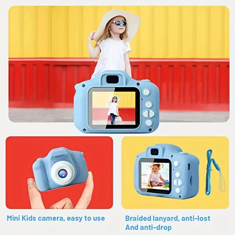 Giocattolo per fotocamera per bambini Fotocamera digitale per bambini HD Schermo da 5,08 cm, Senza scheda SD, Regalo di compleanno di Natale per ragazzi e ragazze di 3-12 anni (blu/verde) Halloween、Regalo di Natale、Giorno del Ringraziamento