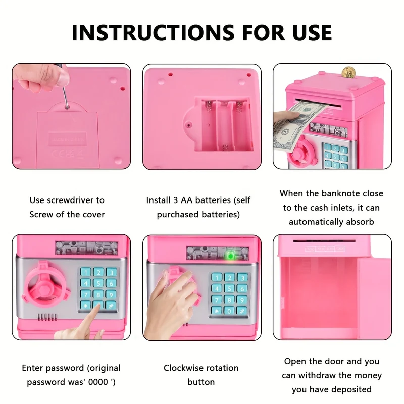 Salvadanaio per ragazze e ragazzi Salvadanaio per monete elettroniche di grandi dimensioni con protezione tramite password, banconote automatiche, ottimo regalo per bambini (blu/oro/rosso/argentato) Halloween/Giorno del Ringraziamento/regalo di Natale