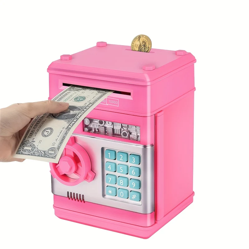 Salvadanaio per ragazze e ragazzi Salvadanaio per monete elettroniche di grandi dimensioni con protezione tramite password, banconote automatiche, ottimo regalo per bambini (blu/oro/rosso/argentato) Halloween/Giorno del Ringraziamento/regalo di Natale