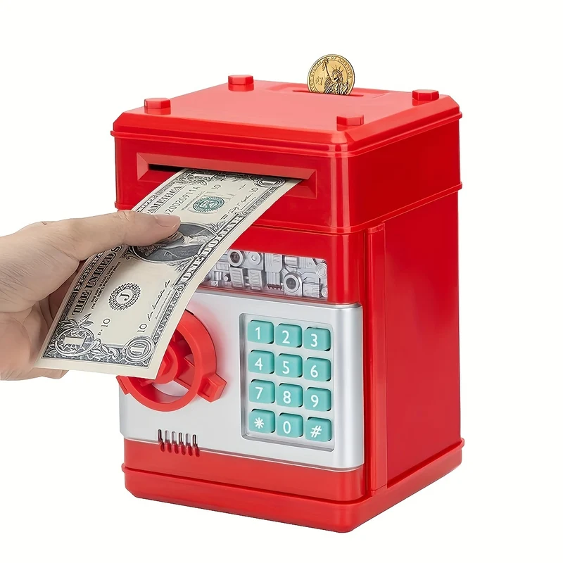 Salvadanaio per ragazze e ragazzi Salvadanaio per monete elettroniche di grandi dimensioni con protezione tramite password, banconote automatiche, ottimo regalo per bambini (blu/oro/rosso/argentato) Halloween/Giorno del Ringraziamento/regalo di Natale