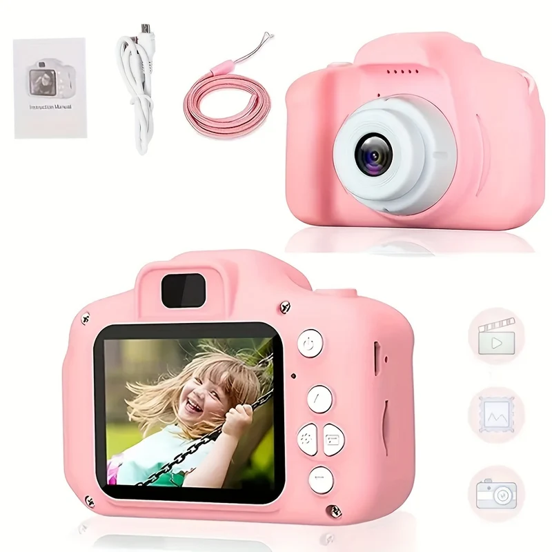 Fotocamera Digitale Per Bambini 1080P, Fotocamera Ricaricabile Per Bambini Giocattolo A Colori Con Schermo Da 2 Pollici, Supporto Per Scattare Foto, Registrare Video E Webcam, Compleanno Dei Bambini, Natale, Regali Di Halloween