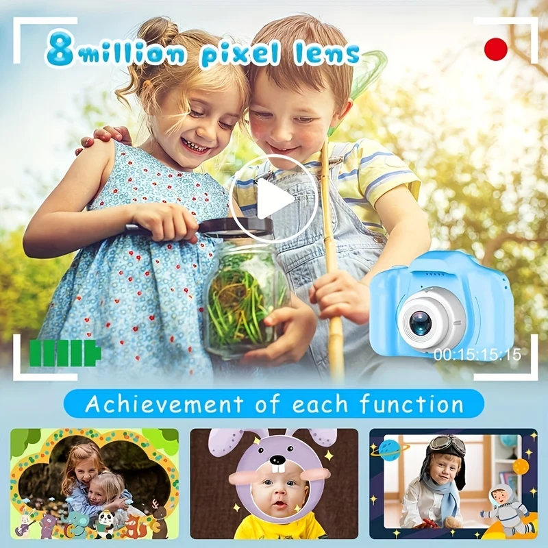 Fotocamera Digitale Per Bambini 1080P, Fotocamera Ricaricabile Per Bambini Giocattolo A Colori Con Schermo Da 2 Pollici, Supporto Per Scattare Foto, Registrare Video E Webcam, Compleanno Dei Bambini, Natale, Regali Di Halloween