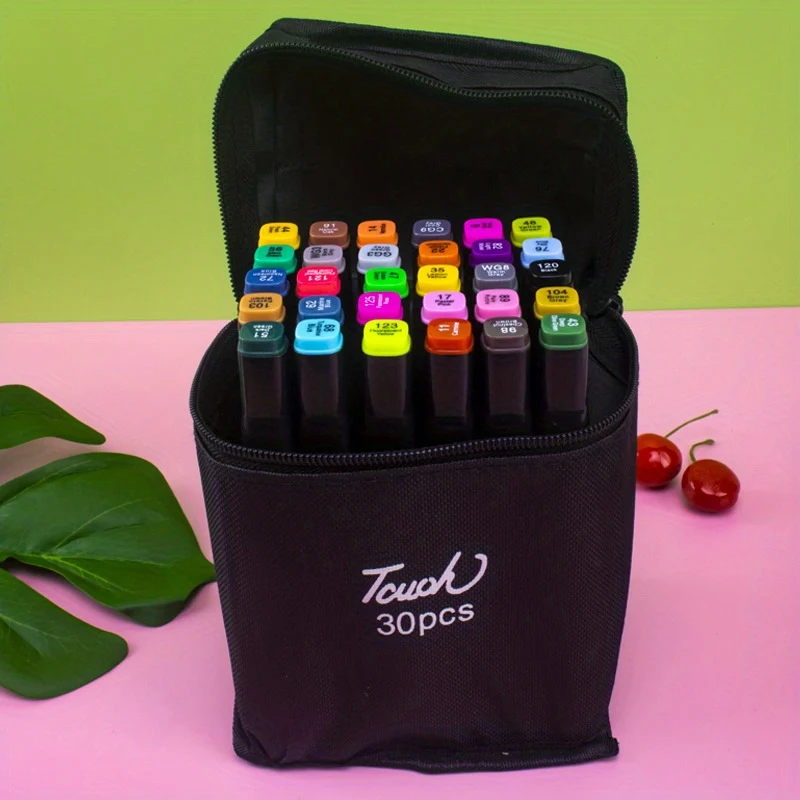 Pennarello a doppia testa 30 colori Pennarello a 48 colori Penna per acquerello a doppia testa a base di olio Penna a colori per bambini Vendita diretta in fabbrica (conservazione in sacchetti di stoffa) Halloween, Ringraziamento, Regalo di Natale