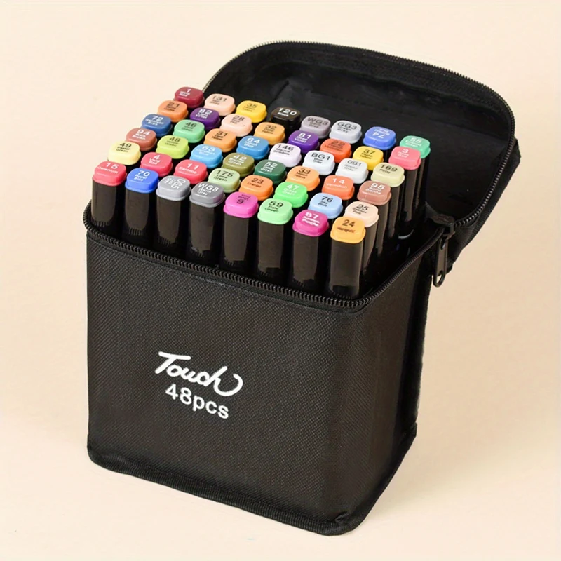 Pennarello a doppia testa 30 colori Pennarello a 48 colori Penna per acquerello a doppia testa a base di olio Penna a colori per bambini Vendita diretta in fabbrica (conservazione in sacchetti di stoffa) Halloween, Ringraziamento, Regalo di Natale