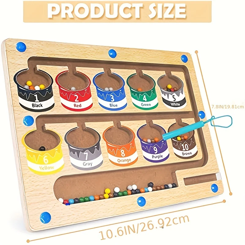 Labirinto magnetico di colori e numeri - Tavolo da gioco educativo Montessori con magnete in legno - Attività di conteggio Giochi di abbinamento - Apprendimento delle abilità motorie, Halloween, regalo di Natale