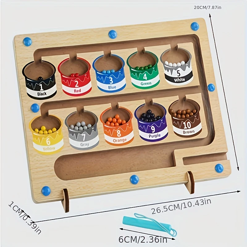 Labirinto magnetico di colori e numeri - Tavolo da gioco educativo Montessori con magnete in legno - Attività di conteggio Giochi di abbinamento - Apprendimento delle abilità motorie, Halloween, regalo di Natale