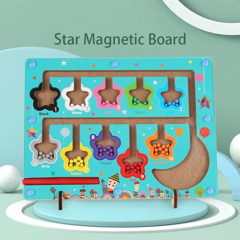 Labirinto magnetico di colori e numeri - Tavolo da gioco educativo Montessori con magnete in legno - Attività di conteggio Giochi di abbinamento - Apprendimento delle abilità motorie, Halloween, regalo di Natale