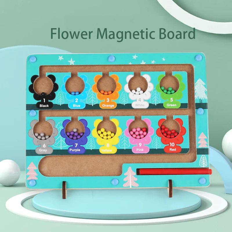 Labirinto magnetico di colori e numeri - Tavolo da gioco educativo Montessori con magnete in legno - Attività di conteggio Giochi di abbinamento - Apprendimento delle abilità motorie, Halloween, regalo di Natale