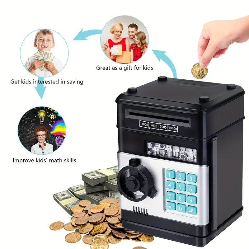 Salvadanaio, contenitore per monete in contanti, banca bancomat, salvadanaio elettronico, regalo per bambini