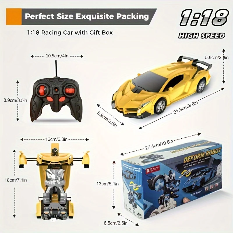 Auto telecomandata - Trasforma robot RC Cars Deformazione con un solo pulsante e rotazione a 360 gradi alla deriva, regalo di compleanno di Natale per ragazzi/ragazze