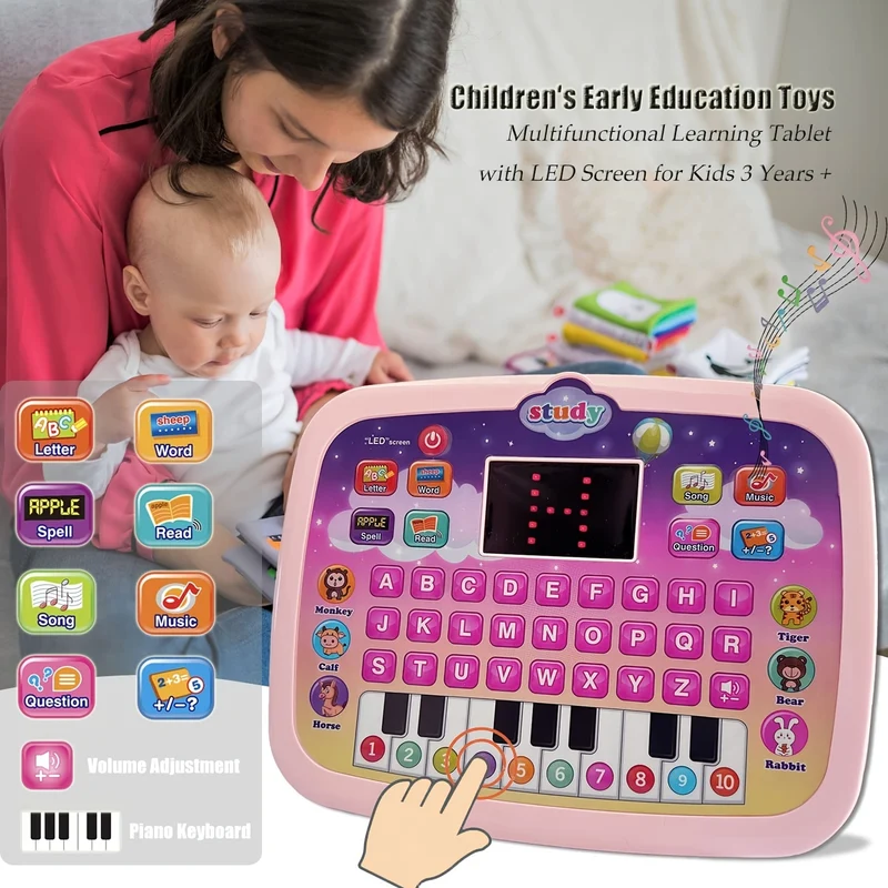 Tablet Per Bambini/pad Didattico Per Bambini Con Schermo LED Insegna Alfabeto, Numeri, Parole, Musica, Matematica, Giocattolo Elettronico Interattivo Per Lo Sviluppo Iniziale, Regalo Di Halloween E Natale Per Ragazzi E Ragazze