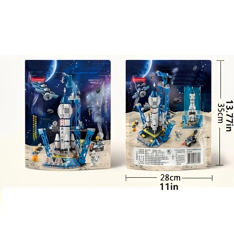 2 pz Stile Veicolo Spaziale Modello di Razzo Woodblock Bambini Fai Da Te Woodblock Giocattolo Ragazzi Regalo, Halloween/Giorno del Ringraziamento/regalo di Natale